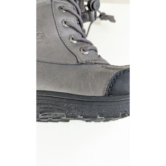UGG Butte II Toggle Tall Gray Leather Waterproof Snow Boots US Youth Size 1 - Picture 15 of 16